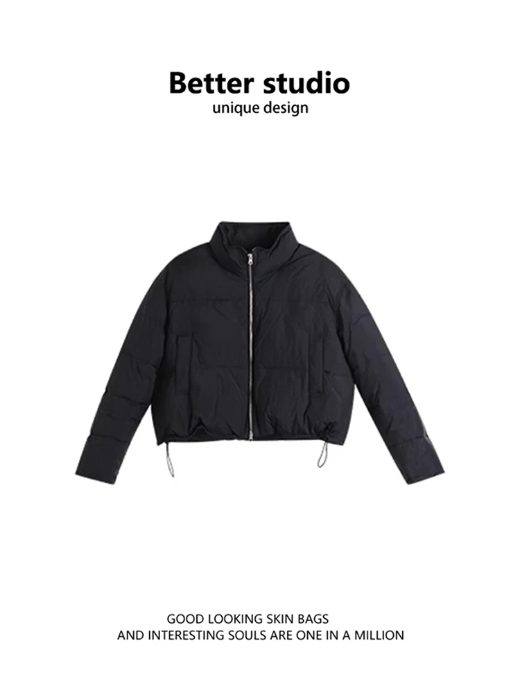 Короткий пуховик верхняя одежда женская зима 2024 новинка 90 белое пальто на утином