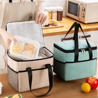 portable insulated thermal lunch bag picnic ice pack food bento box container large square chilled delivery bag zipper handbags