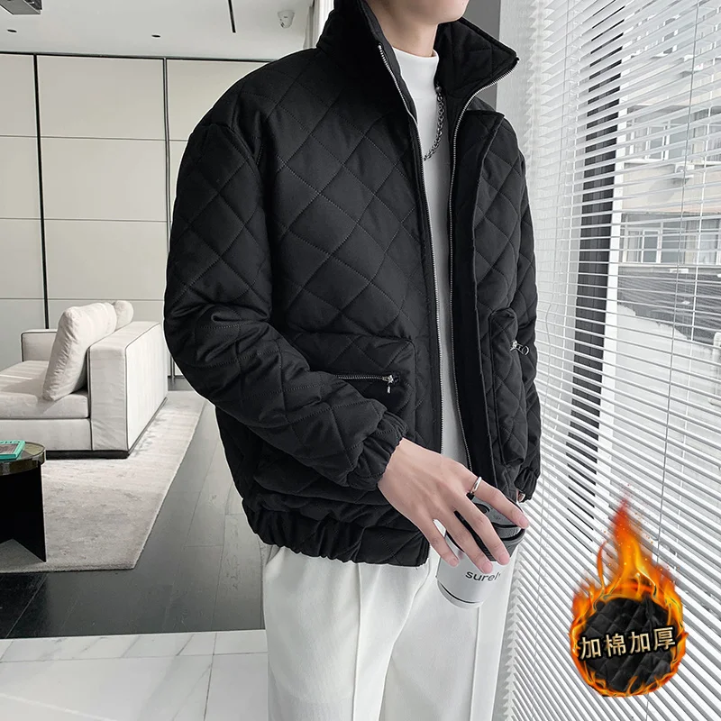 Winter Jacket Men Warm Fashion Pocket Thickened Jacket Men Streetwear Korean Thick Short Coat Mens Slim Parker Clothes M-2XL