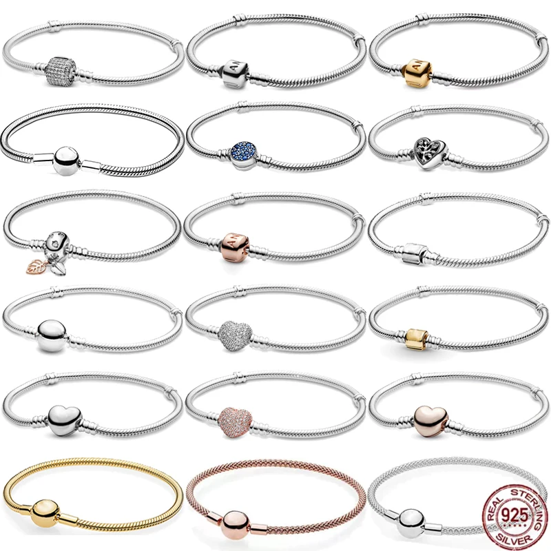 

Women's high-quality jewelry 925 sterling silver heart-shaped buckle bracelet is Fit designing Original charm beads DIY jewelry