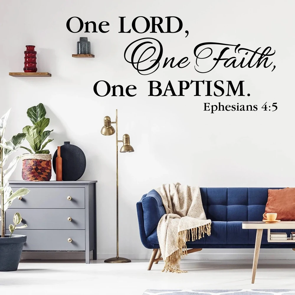 

Виниловая наклейка на стену, стикер с изображением веры, крестины, Библии, ефеев 4:5, для гостиной, спальни, христианской церкви, офиса, домашн...