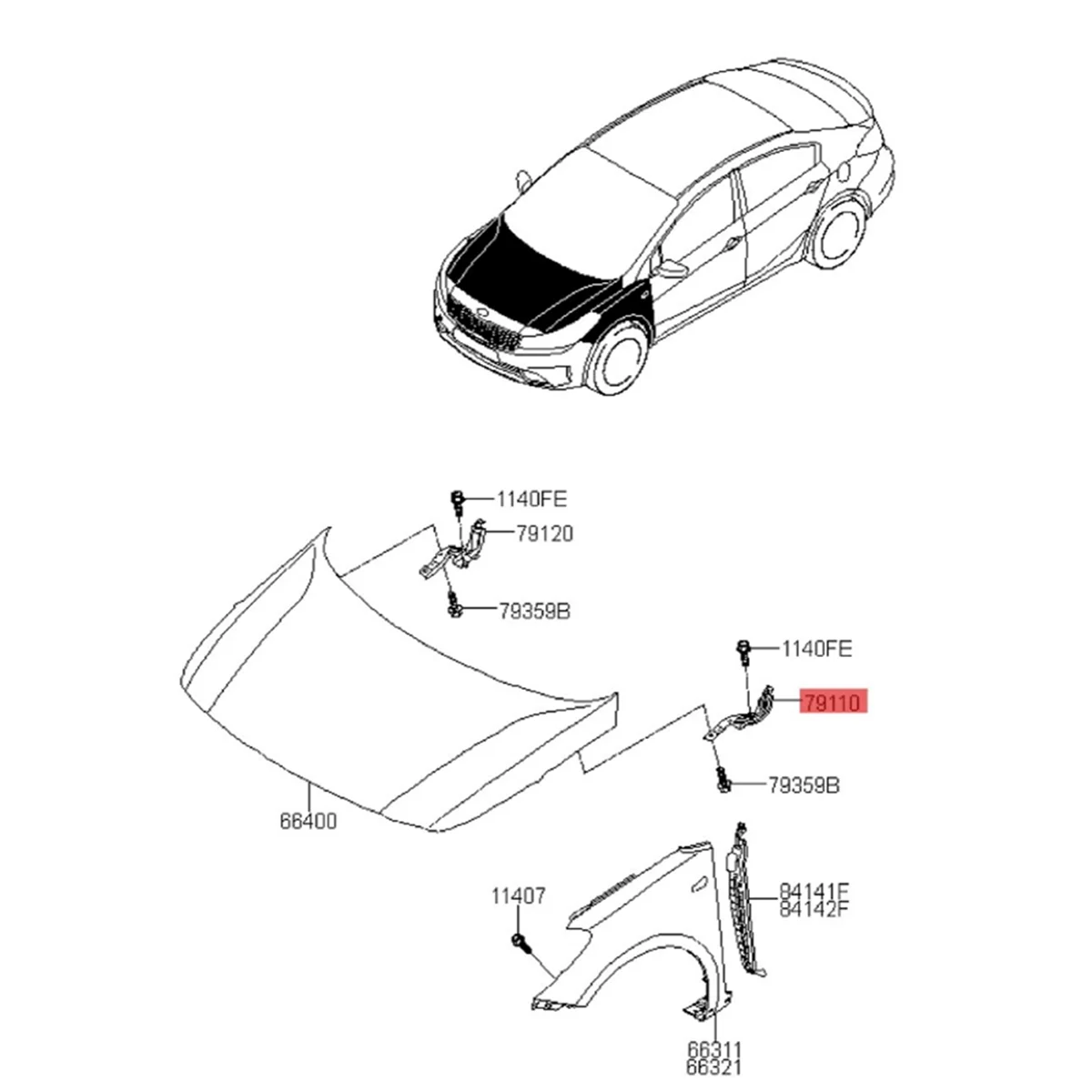 1 пара крышек петли капота двигателя 79110-A7600 79120-A7600 для Kia Forte Koup 2014-2018 петля 79110A7600