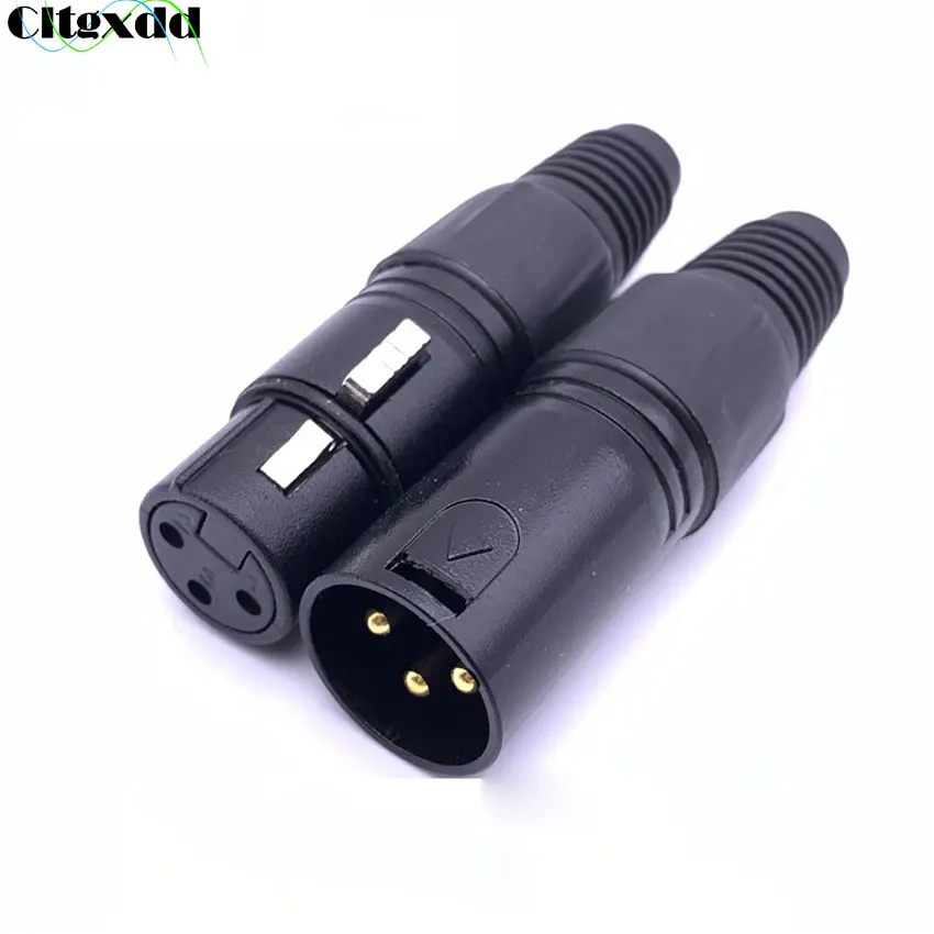 

Cltgxdd 1pcs Male & Female 3Pin 3P XLR Microphone Mixer Audio Cable Plug Connectors Cannon Cable Terminals