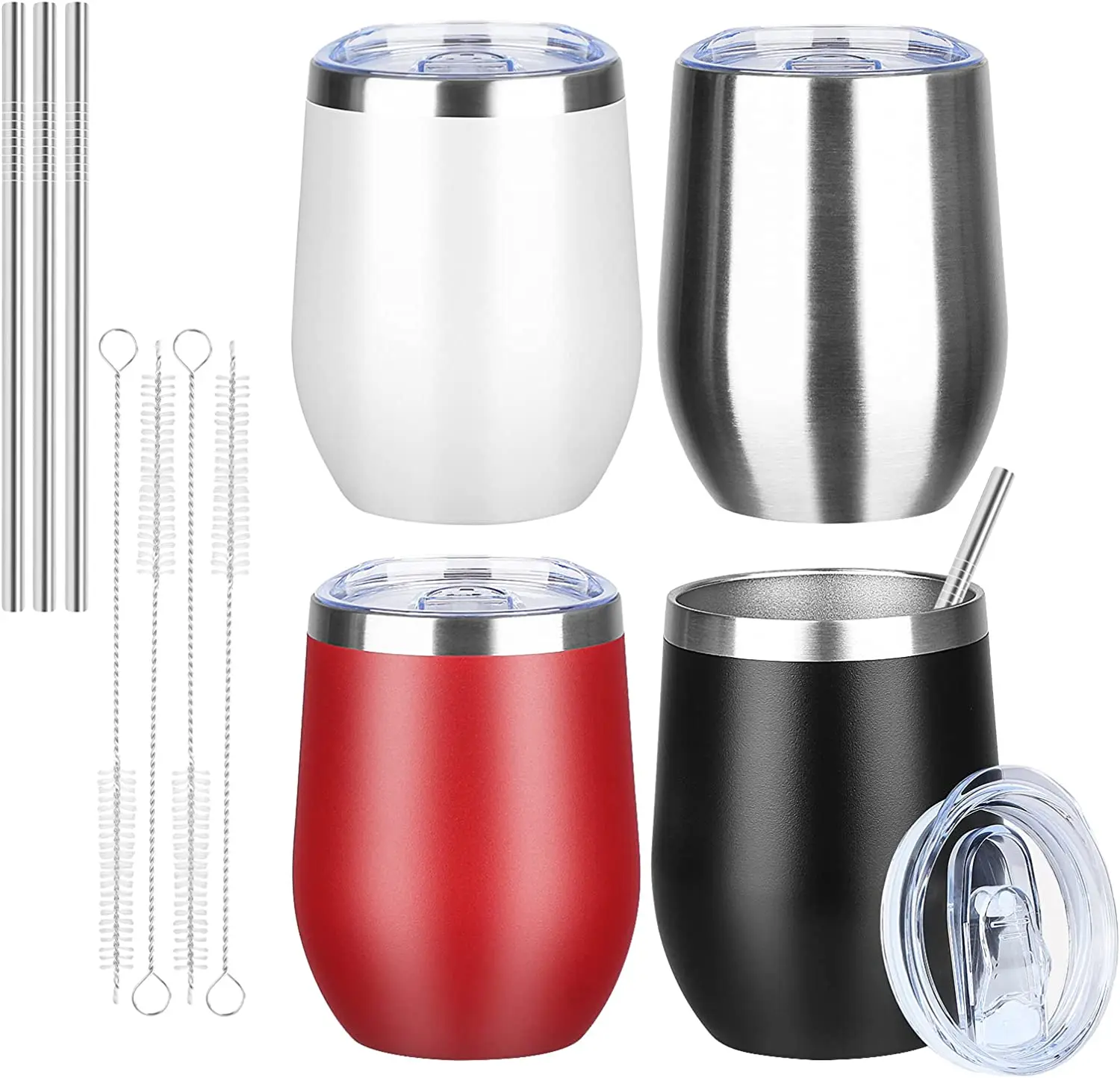 

12oz Stainless Steel Beer Mugs With Lid&Straw cold drink Drinking Metal Cups Cocktail Mug For Bar Drinkware Coffee Mug Tumbler