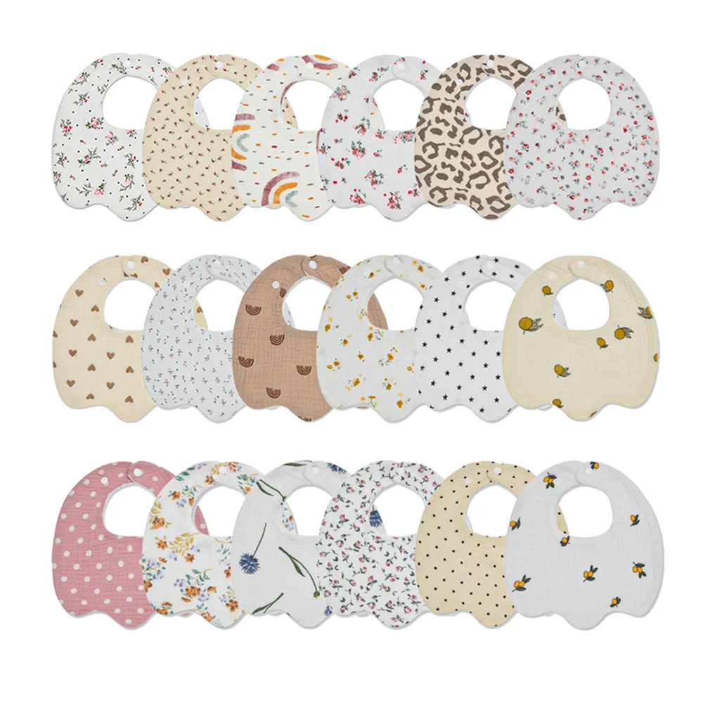 

Baby Bibs 360 Degree 6 Layers Cotton Yarn Petal Infants Printed Saliva Towel Newborn Toddler Soft Cotton Burp Cloth Kid Bibs