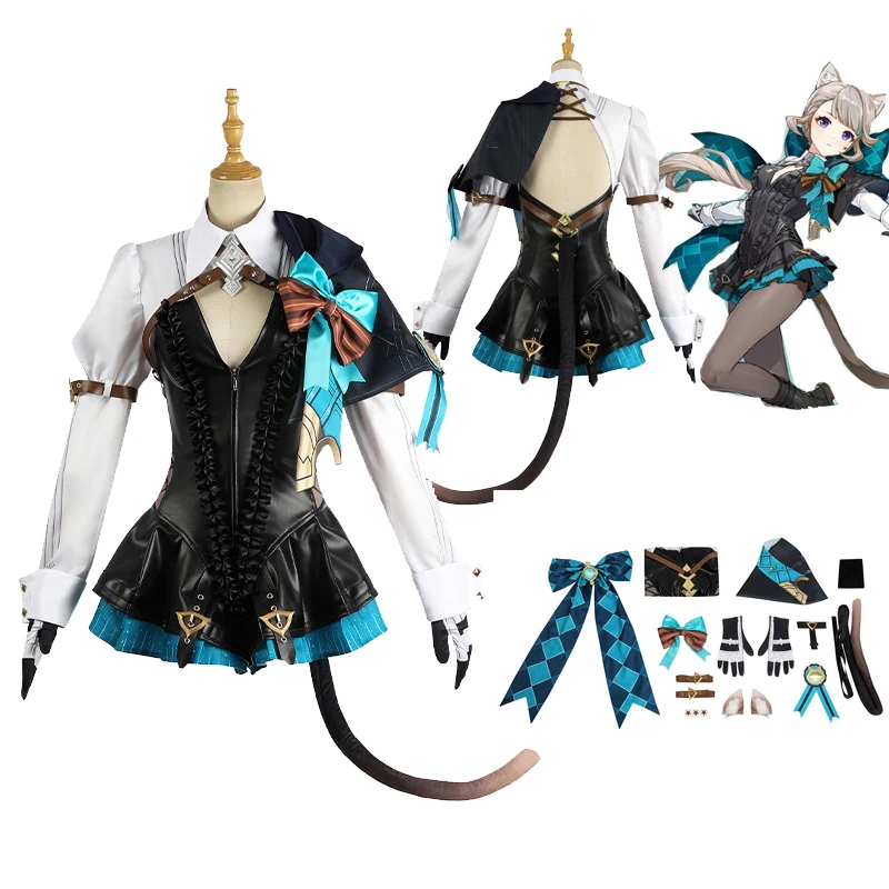 

Lynette Cosplay Anime Costume Women Dress Outfits Game Genshin Impact Role Play Lolita Skirts Wig Full Set Halloween Party Suit