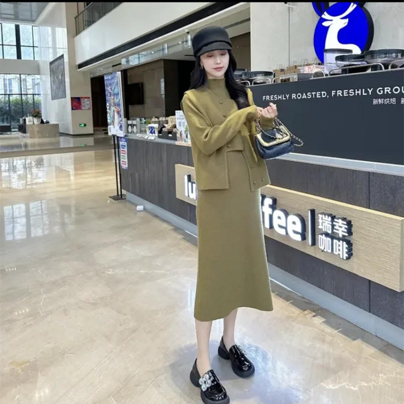 

8815 # осенне-зимнее плотное трикотажное платье для беременных элегантная трапециевидная Одежда для беременных женский костюм