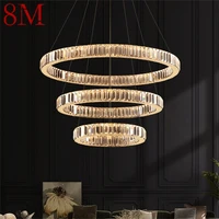 8m modern pendant lamp gold crystal round rings led fixtures chandelier for living room bedroom