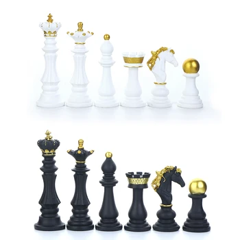 1pc International Chess Resin Chess Pieces Board Games Accessories Figurines Retro Home Decor Simple Modern Chessmen Ornaments 1