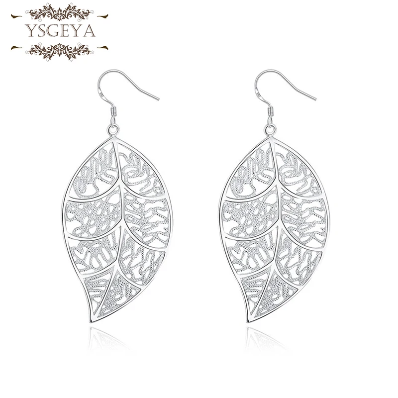 

YSGEYA Fashion Cutout Leaf Earrings For Women Classic Charms Silver Kpop Drop Earrings Korean Fashion Free Shipping Items