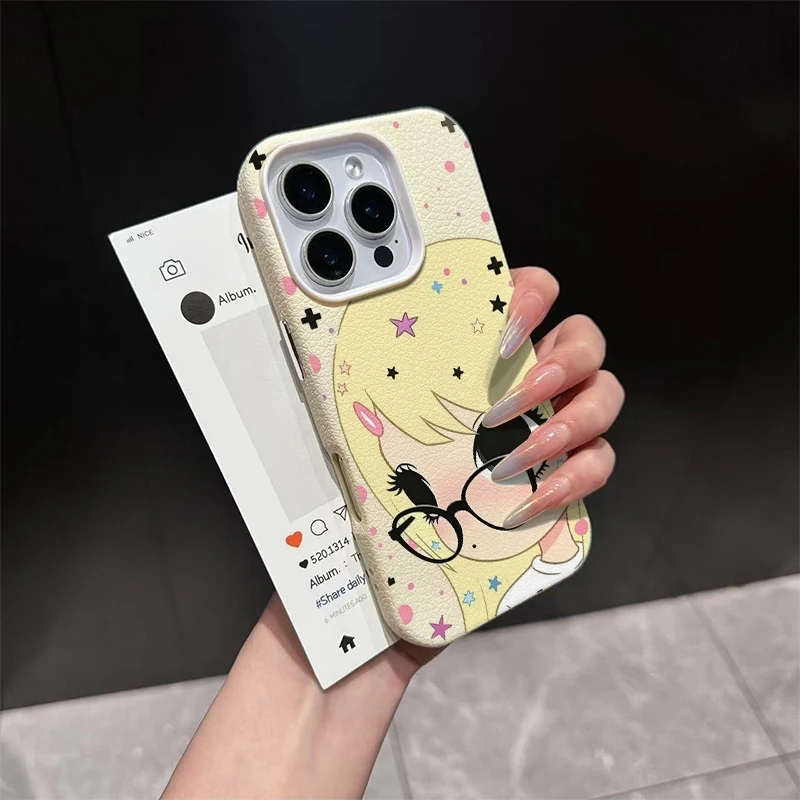 Фото Чехол для телефона из ПУ кожи с текстурой личи для девочек, для iPhone 17, 16, 15, 14, 13, 12 Pro Max, Mini, 11, XR, SE, XS, 8, 7 Plus, ProMax №5