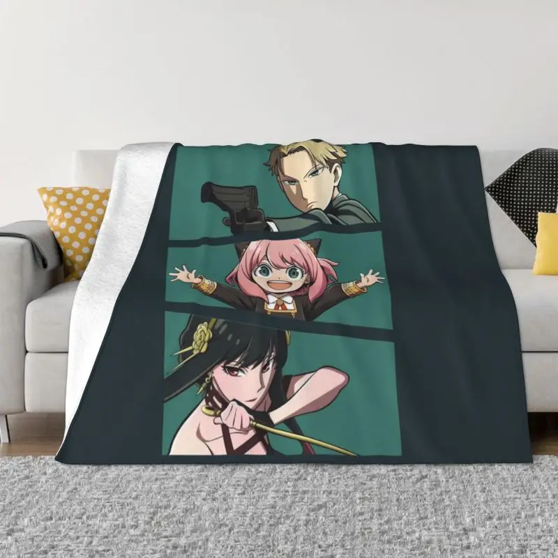 

Bedroom Sofa Bedspreads Flannel Fleece Warm Loid Forger Cartoon Throw Blankets Spy X Family Anya Bond Anime Blanket for Car