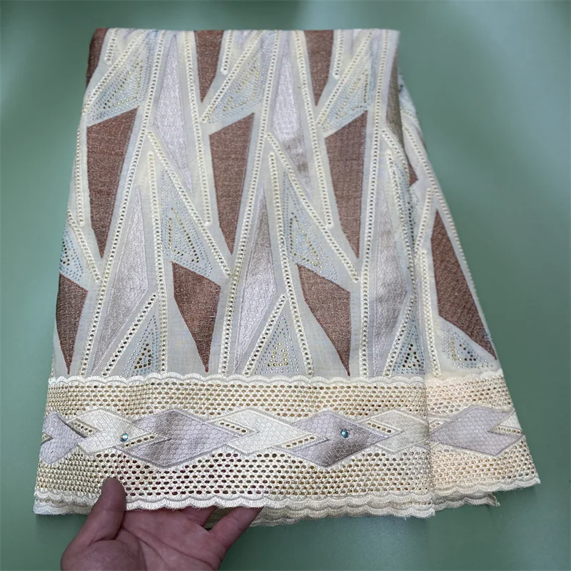 

Швейцарская Ткань 5 ярдов, новейшая вышивка из тяжелых бусин, африканская вуаль из 100% хлопка, кружево, популярный Дубайский стиль для свадеб...