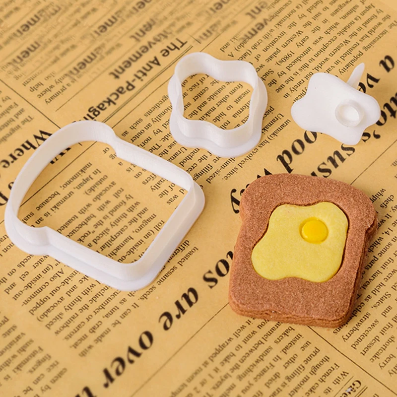 

3Pcs/Set Cookie Cutter Toast Shape Fondant Cutter Plastic 3D Cartoon Biscuit Mold Cake Decorating Tool for Kitchen Accessories