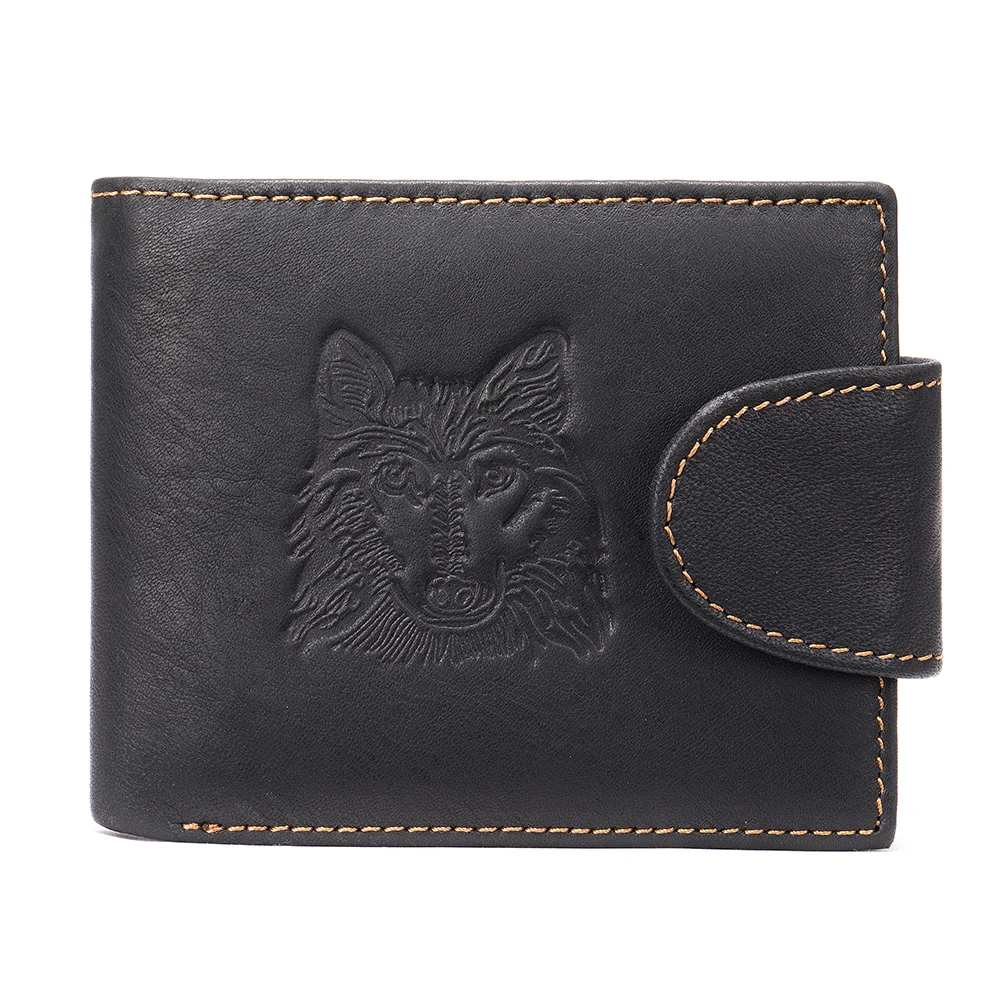 

Senimon Men's Wallet Fashion Wolf Head Animal Design Photo Card Holder Bill Coin Purse Multi Color Available