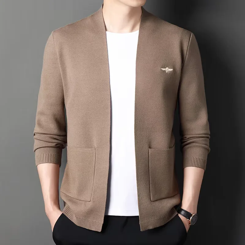 Высококачественный Мужской Кардиган Свитер Модный Корейский Трикотаж С