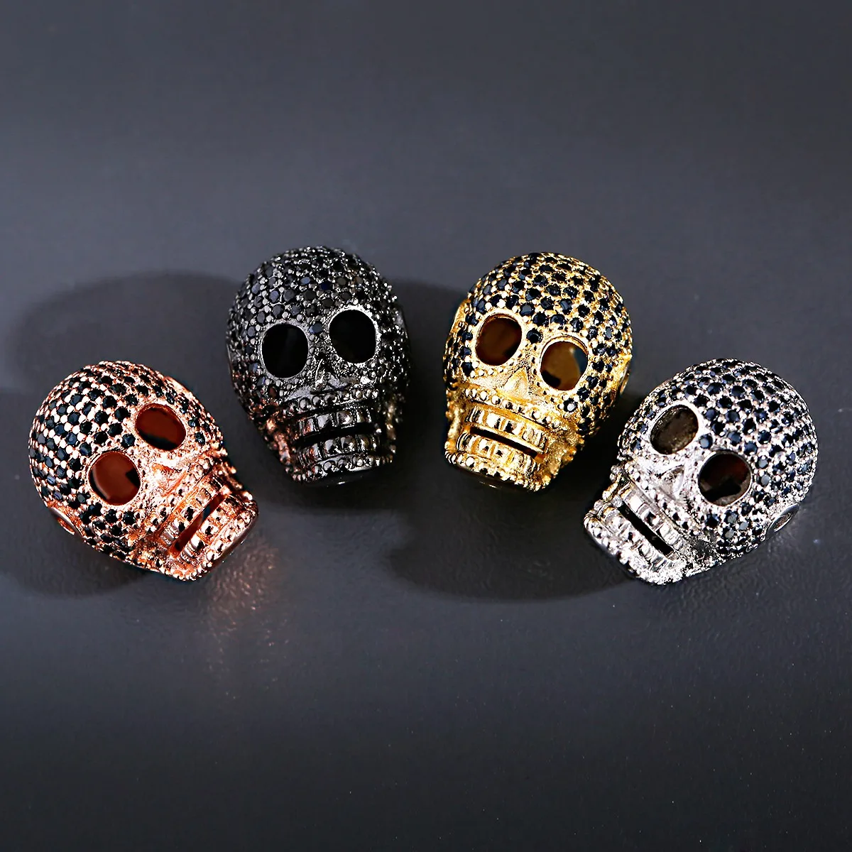 

Brass Inlaid Zirconium Skull Beads DIY For Making Bracelet Necklace Jewelry Accessories