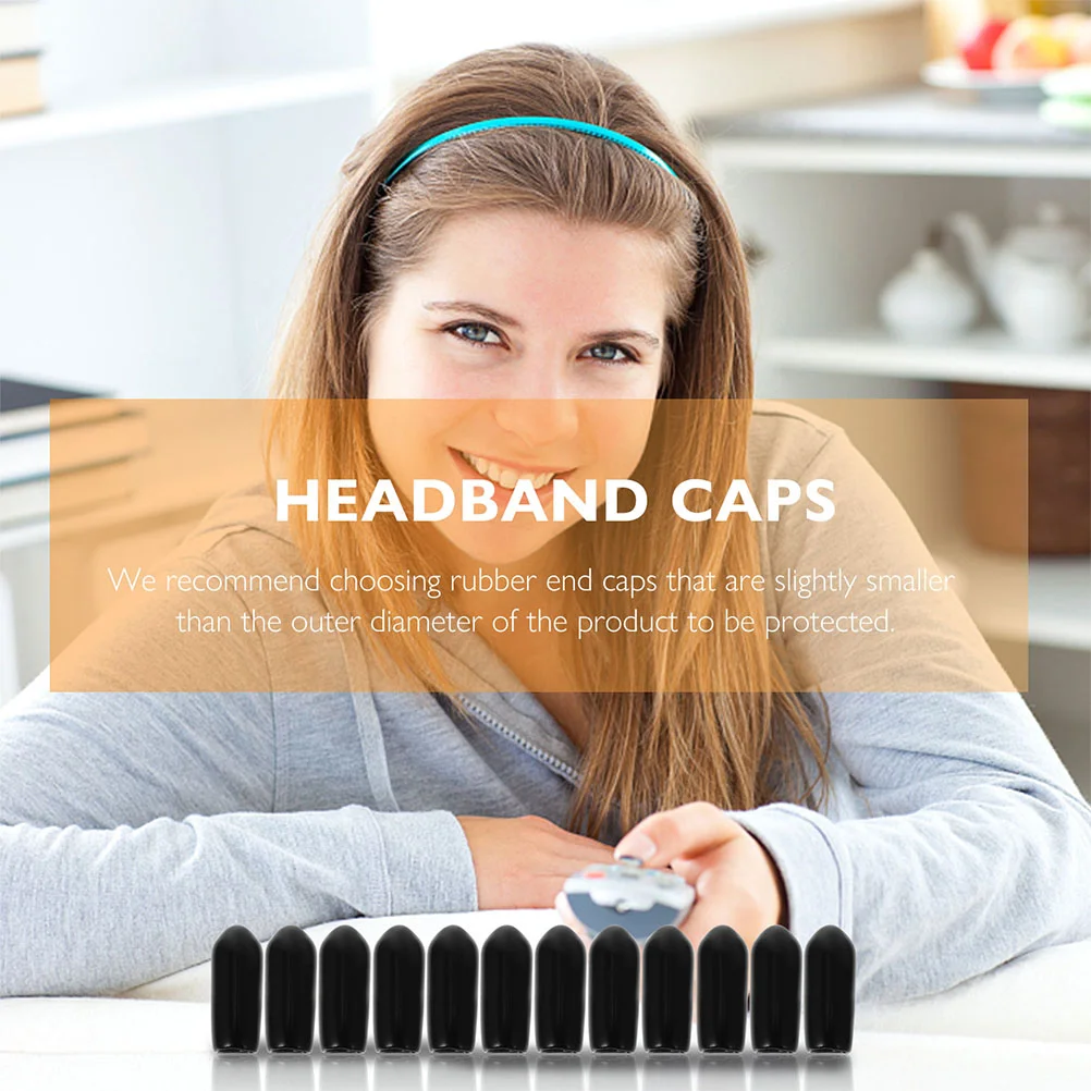 

100 Pcs Headband Foot Cover Replacement Hair Caps Clasp Ending Parts Black Tiara Hoops DIY Accessories Protector