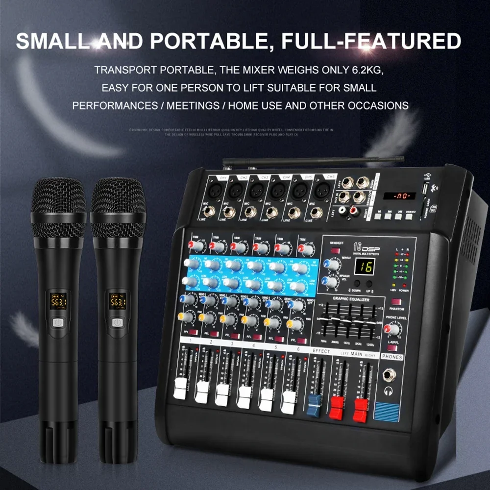 Biner GM7X Профессиональный усилитель мощности звука 350 Вт + с 2 беспроводными