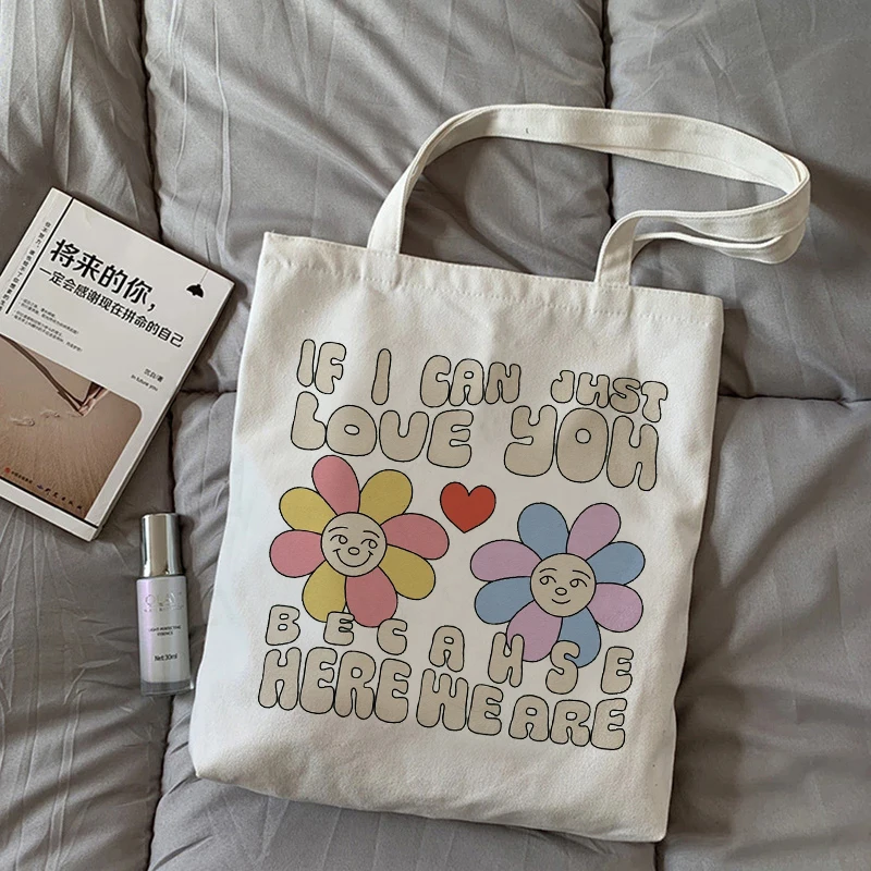 

Корейская трендовая новая женская сумка для покупок с цветочным принтом, сумка-тоут, сумка на плечо, Женская многоразовая сумка большой вме...