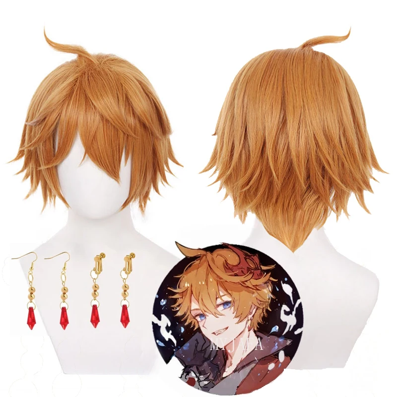 

Genshin Impact Tartaglia Cosplay Wig Short 30cm Brown Synthetic Wig Cosplay Wigs Resistant Anime Cosplay Heat Wigs + Wig Cap