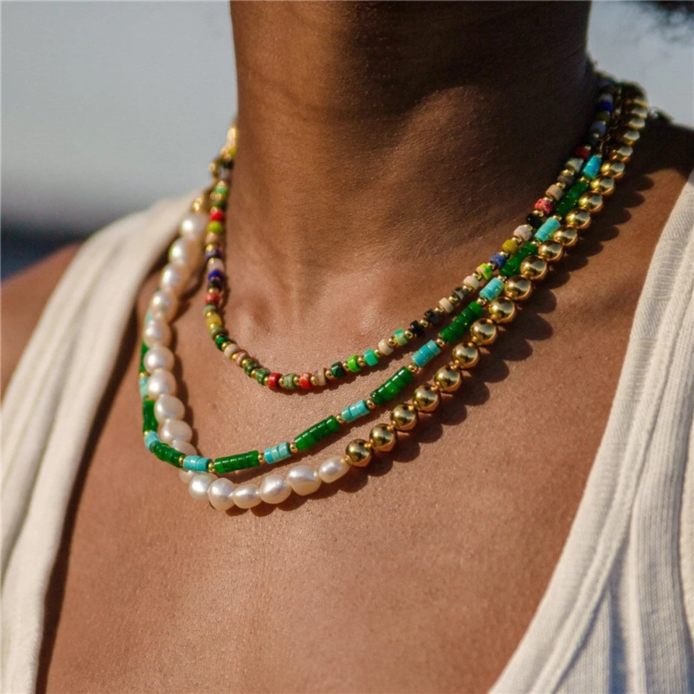 Бирюзовый Драгоценный Камень Heishi в стиле бохо для женщин и девушек летние