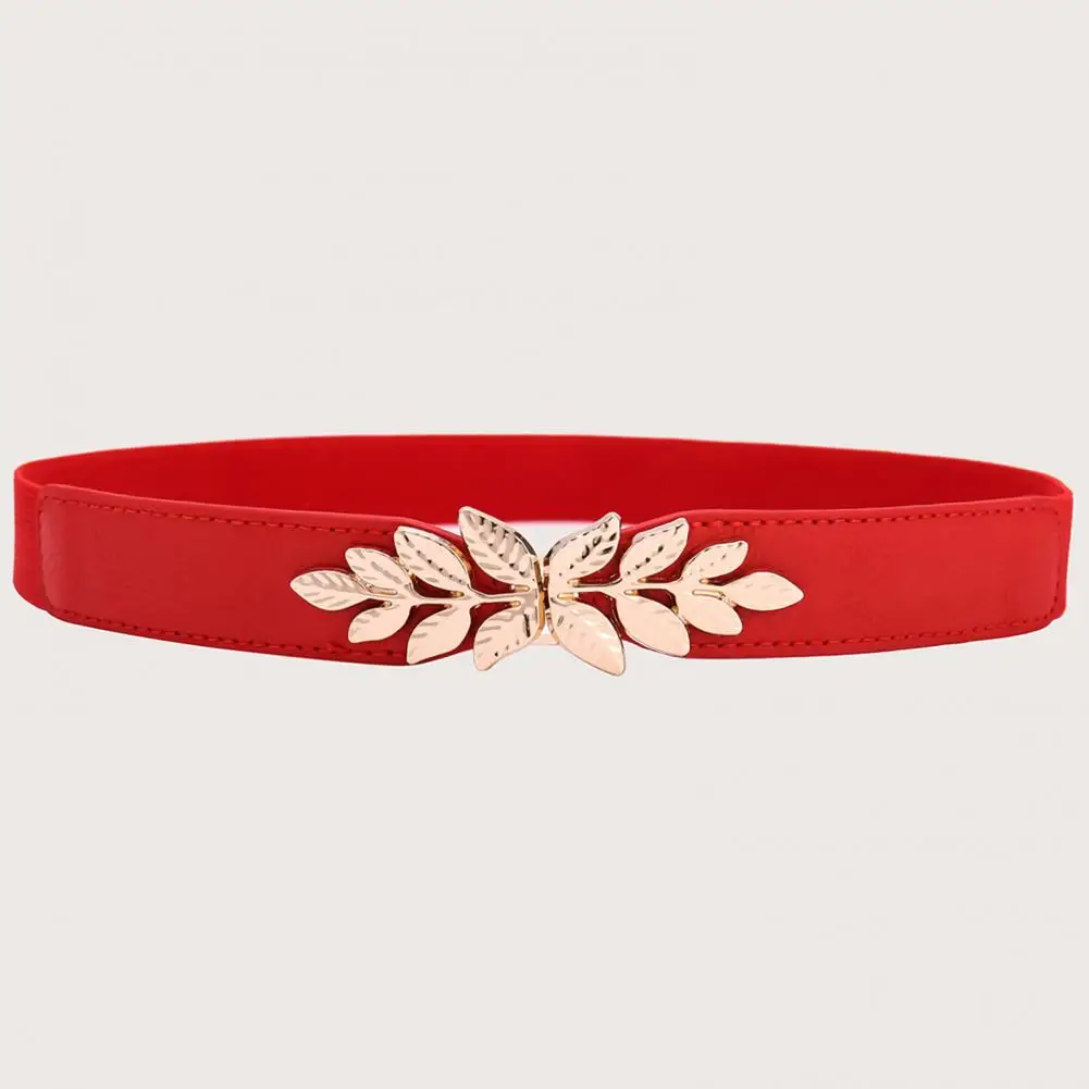 

Women Waistband Elastic Dress Belt Golden Plated Leaf Girls Waist Band