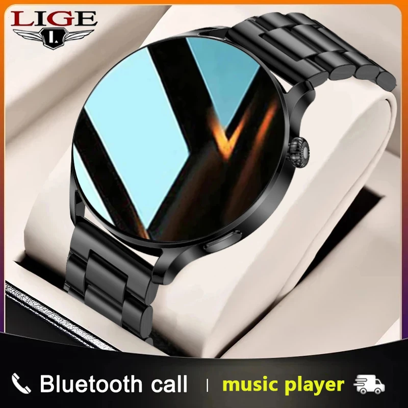 

Смарт-часы LIGE мужские/женские с Bluetooth, пульсометром и стальным ремешком