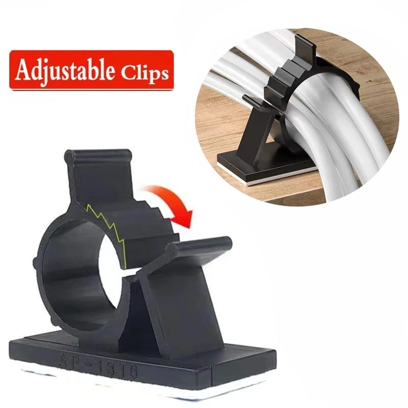 

Adjustable Cable Organizer Self Adhesive Cable Clips Table Cable Management Cord Holder For Car PC TV Charging Wire Winder Clamp