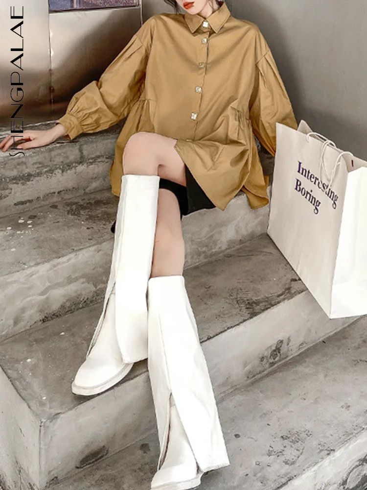 

SHENGPALAE Fashion Women's Shirt Detachable Knitting Shawl Lapel Single Breasted Full Sleeve Blouse Autumn 2023 New Tide 5R4276