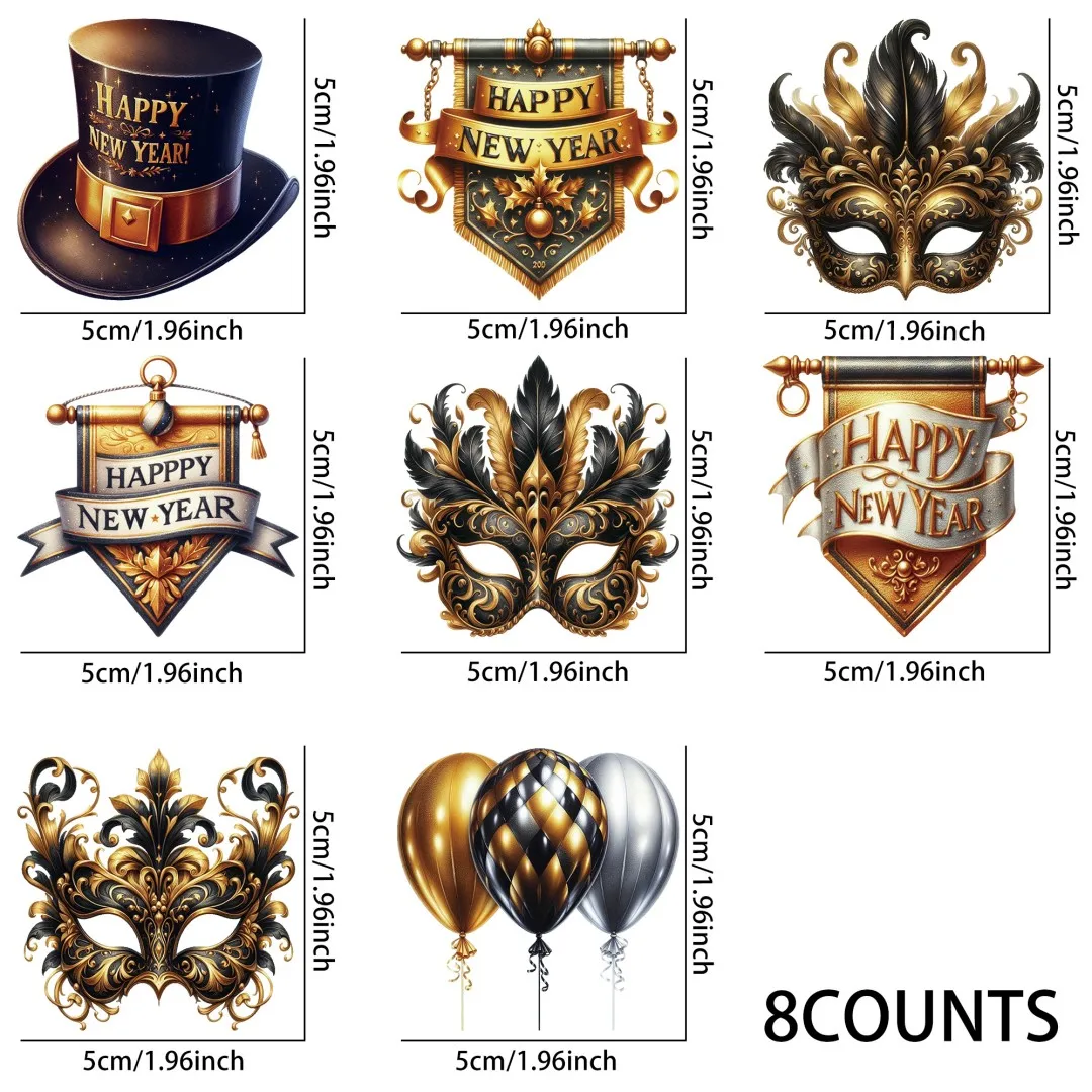 С Новым годом 2025 УФ-наклейки DTF водонепроницаемые наклейки для украшения кружек