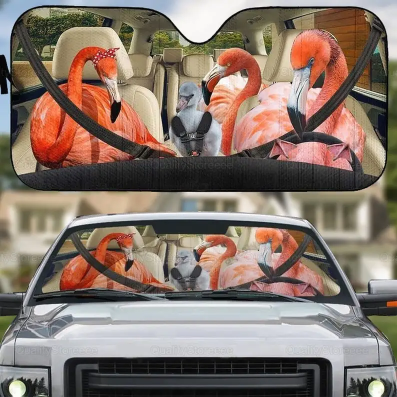 

Flamingo Family Car Sun Shade, Car Sun Shade, Flamingo Car Decoration, Flamingo Auto Sun Shade, Flamingo Lover, Car Accessory