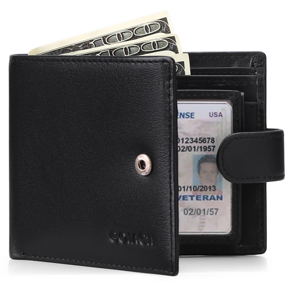 New Short Men Wallets Slim Card Holder Genuine Leather Male Wallet Small Photo Holder Men's Purse Coin Pocket