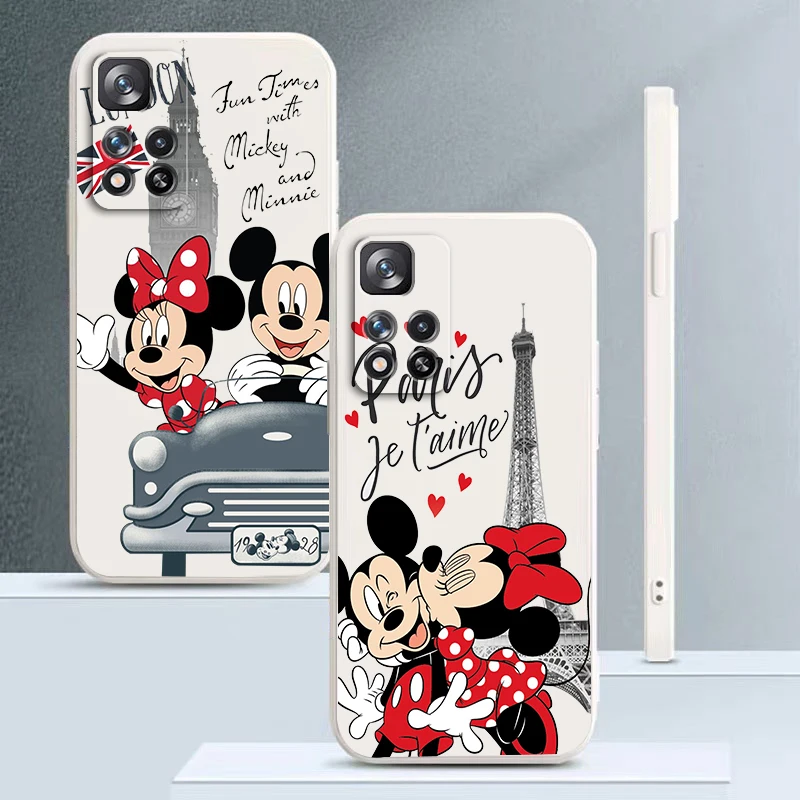 

Phone Case For Xiaomi Redmi Note 11 11S 11T 10S 10 9S 9T 9 8T 8 Pro Plus 5G London Mickey Minnie mouse Liquid Rope TPU Funda