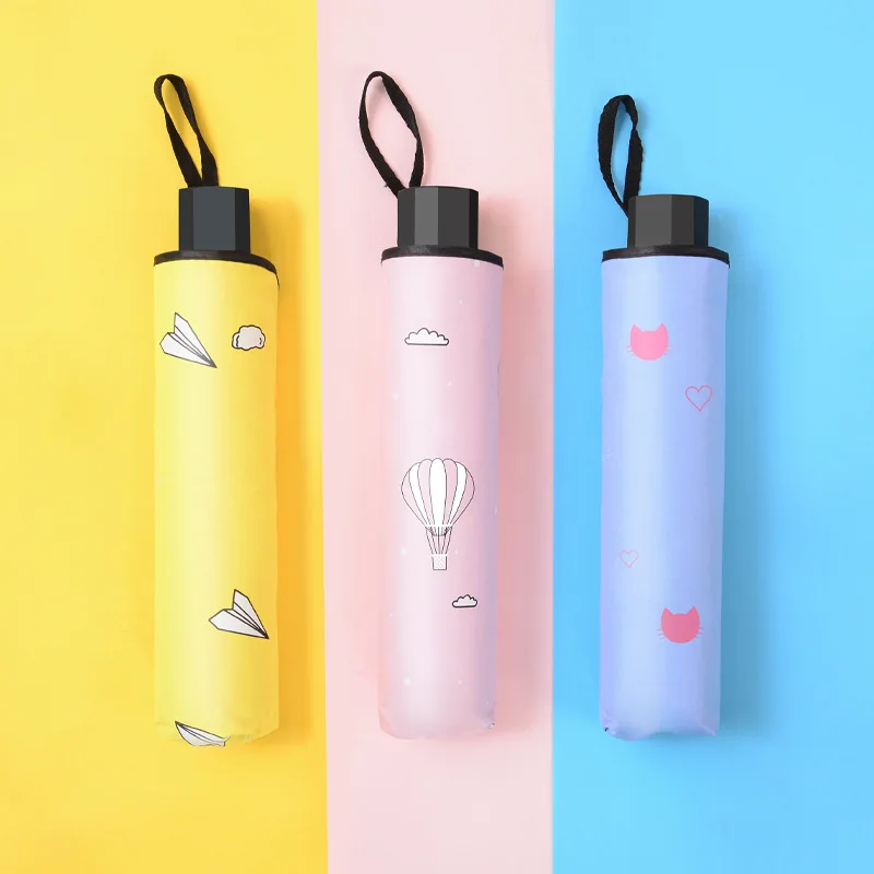 

Pocket Umbrella Small Cartoons Sun Umbrella Easy To Carry Academy For Rain Women Student Waterproof Folding Umbrella