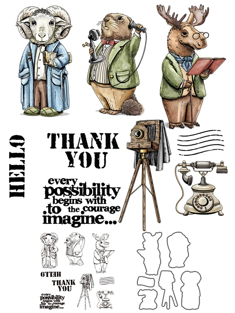 Металлические Вырубные штампы MangoCraft Gnome и животные прозрачные Весенняя серия