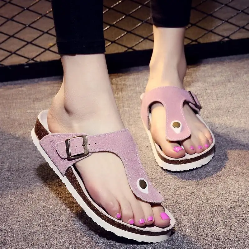 

Purple Women Shoes Cork Slippers Women's Summer Fashion Lovers Versatile Antiskid Flip Flops for Traveling Seaside Beach Slipper