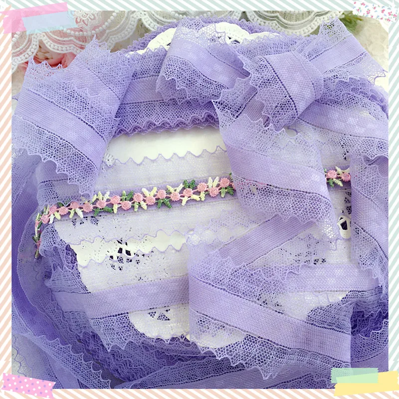 5 ярдов фиолетовая эластичная кружевная отделка креветка принадлежности для