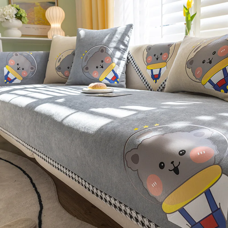 

Cute Bear Sofa Cover Non-slip Corner Sofas Mat For Living Room Washable Chair Slipcover Pet Kid Mats Multiple Sizes Home Decor