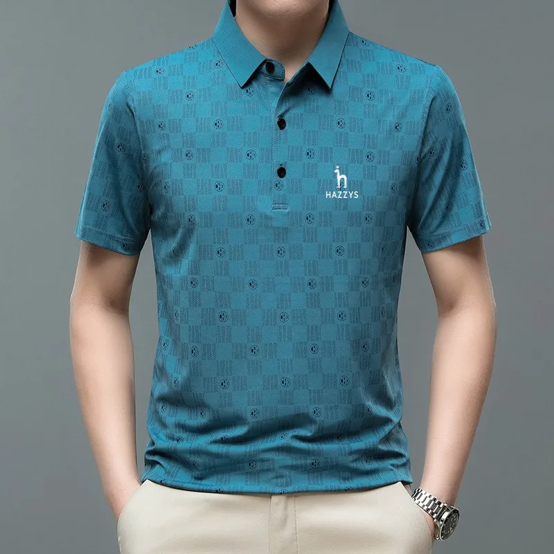 Golf Apparel Men's 2023 New Summer Polo Shirt Golf Ice Silk Elastic Short Sleeve T-shirt Men's Casual Business Polo Top