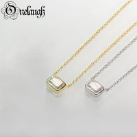 onelaugh emerald cut moissanite pendant necklace adjustable 925 sterling silver wedding 405cm chain woman girl jewelry gift