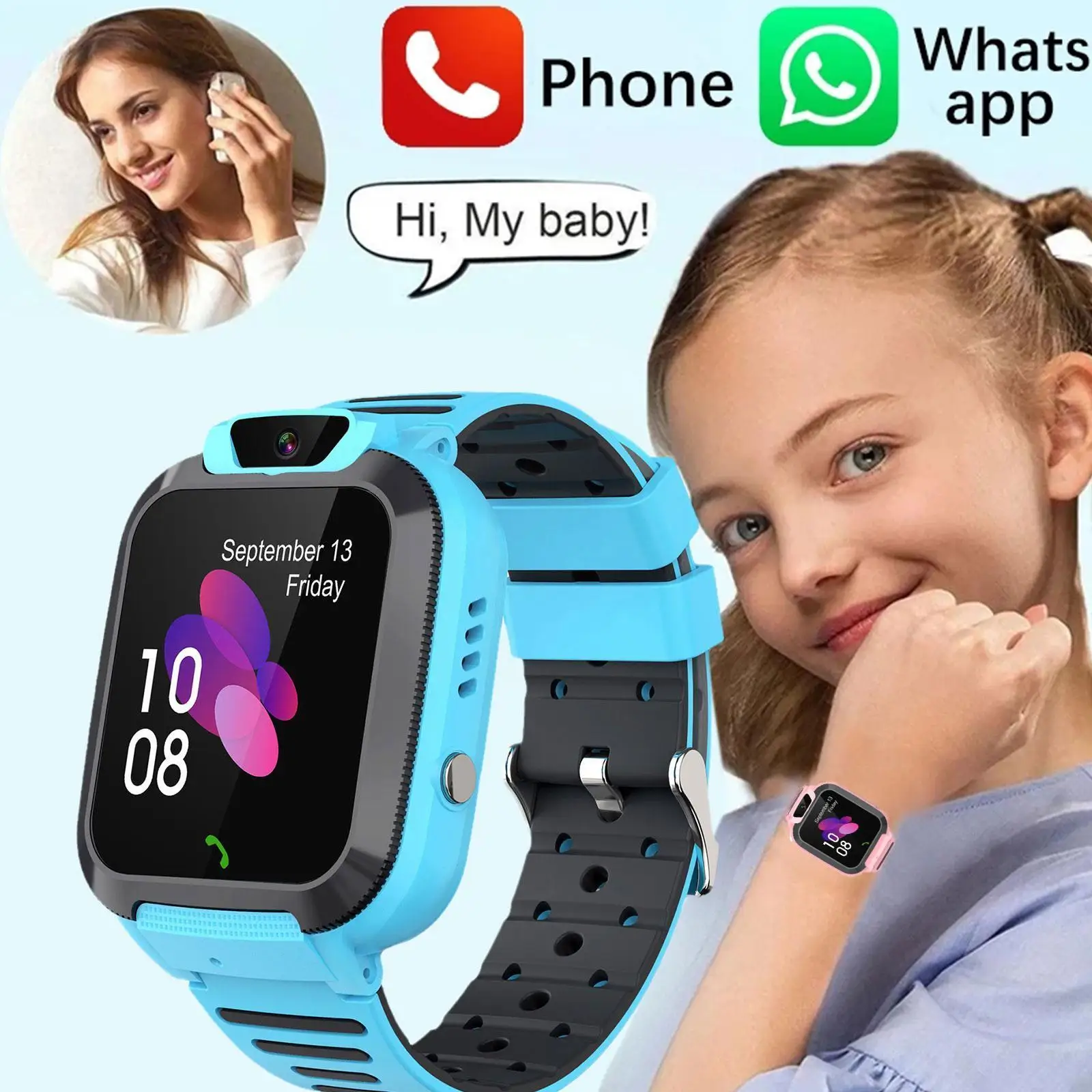 

Kids Smart Watch SOS Smartwatch For Children SIM Card LBS Location Photo Waterproof For Boys And Girls Gift For IOS Android U6R3