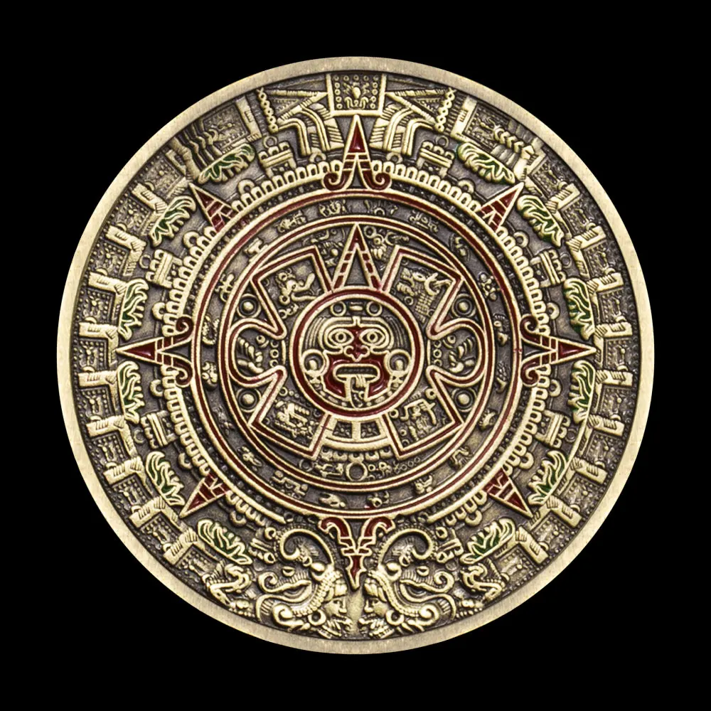 Мексиканские памятные монеты Mayan с бронзовым покрытием красочная печатная