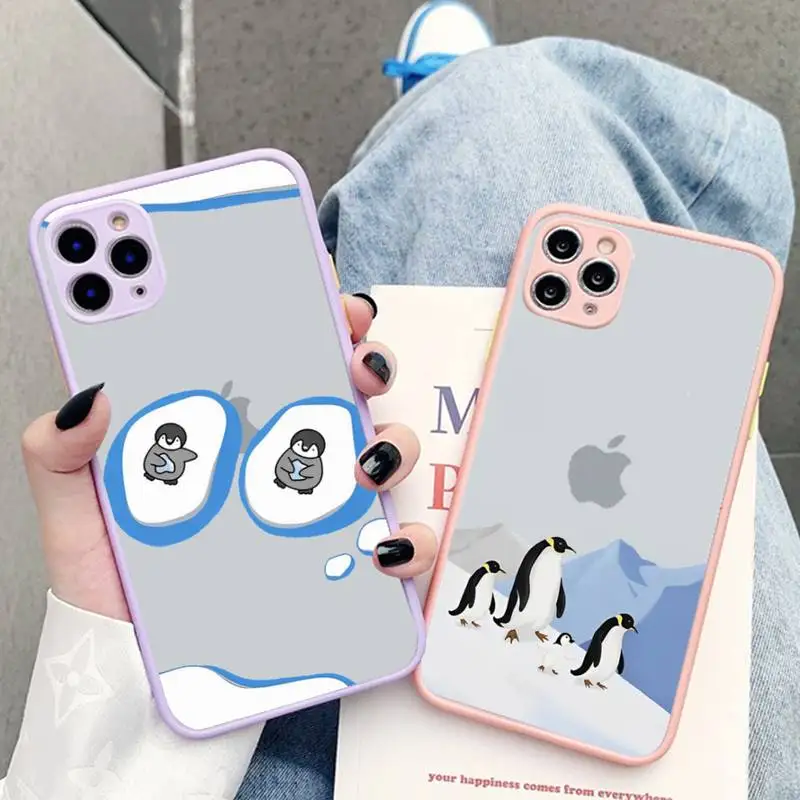 

Cartoon Kawaii Penguins Phone Case for iPhone X XR XS 7 8 Plus 11 12 13 pro MAX 13mini Translucent Matte Case