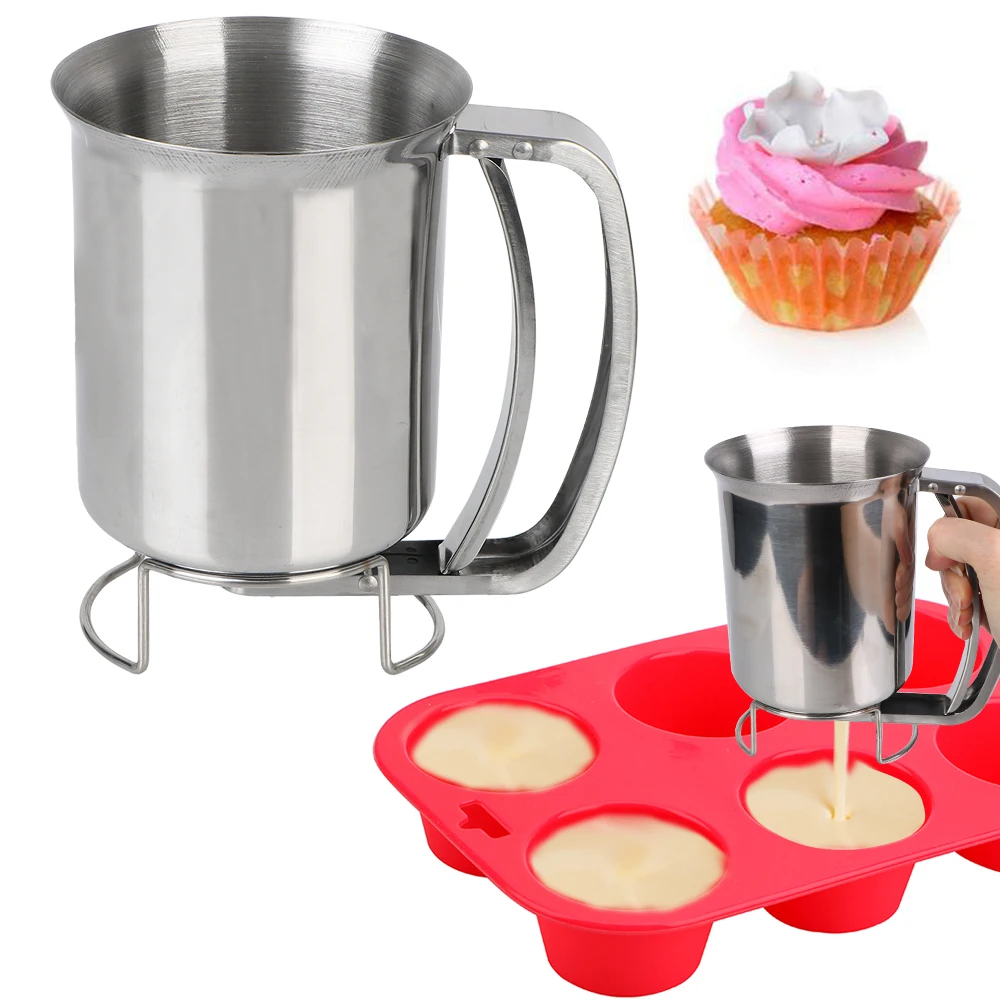 

Kitchen Tool Cake Cupcake Dough Dispenser Funnels Piston Funnel With Support Batter Dispenser Baking Tools Stainless Steel