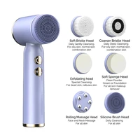 6 in 1 ultrasonic electric face cleansing brush hot cool sonic facial exfoliating cleaner skin rejuvenation massage machine