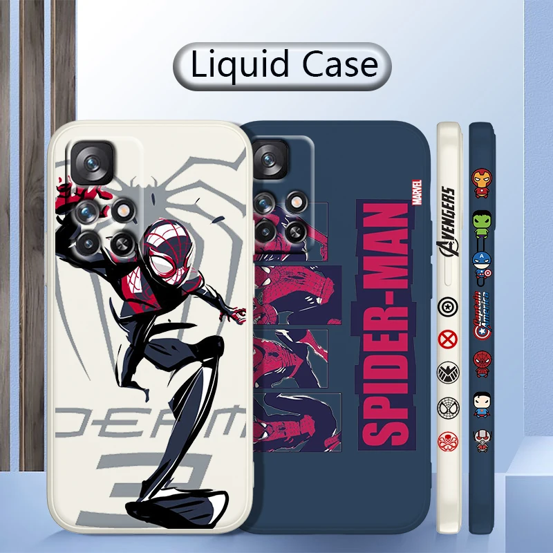 

Lron Man Spider Man Marvel For Redmi K50 K40 K30 K20 10C X 9C AT A 8A 7A Gaming Pro Plus Liquid Left Rope Silicone Phone Case