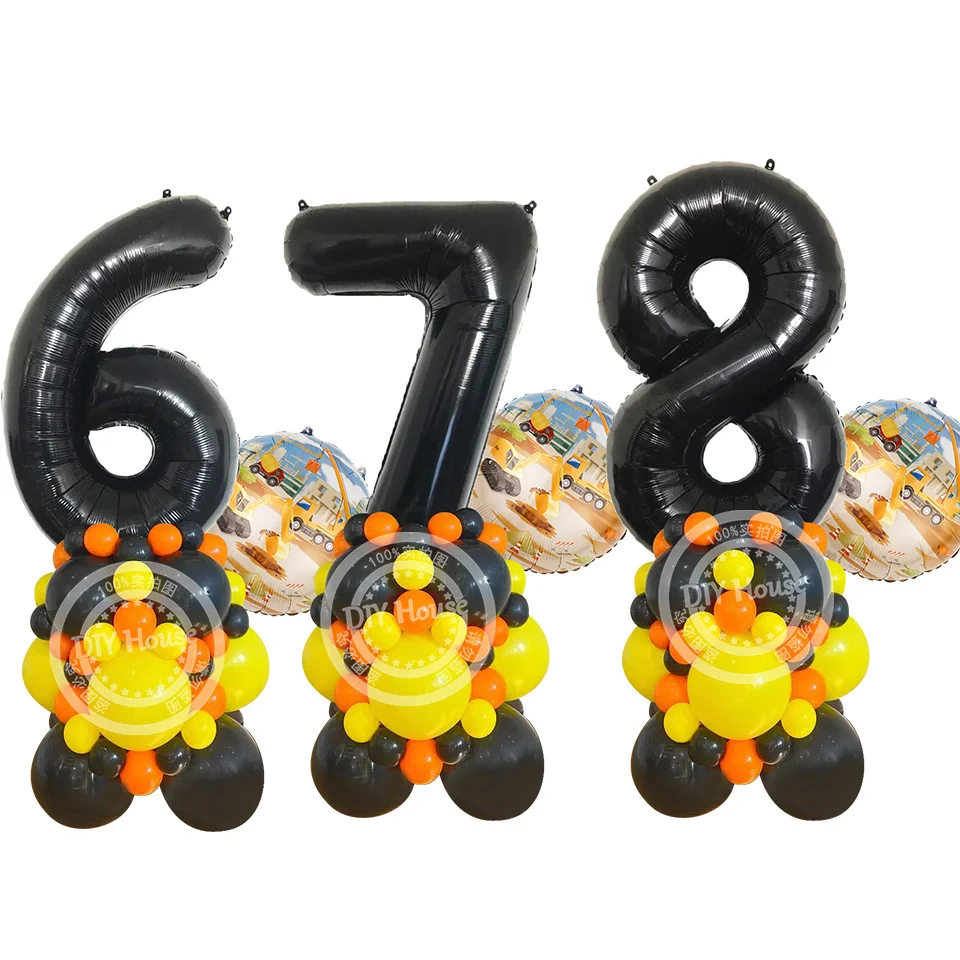 35 шт. строительный автомобиль воздушный шар башня с 32 дюймовыми черными