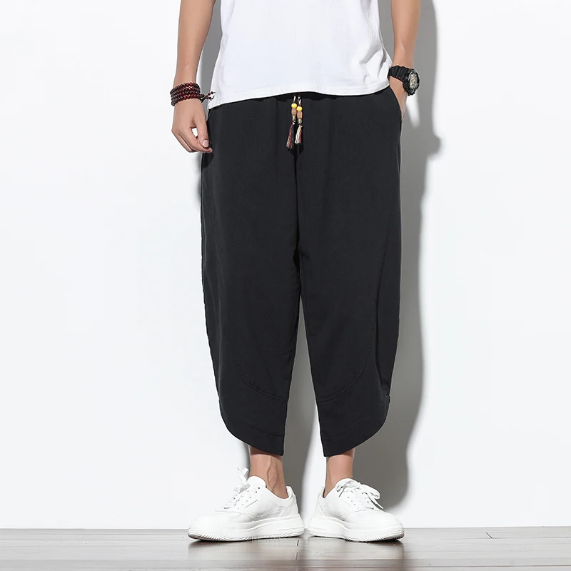 

Men Pants Men's Wide Crotch Harem Pants Loose Large Cropped Trousers Wide-legged Bloomers Korean Style Baggy Streetwear