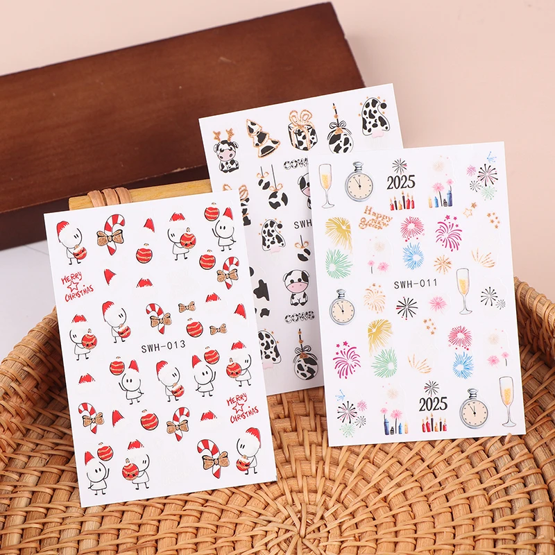 Радужные фейерверки наклейки для дизайна ногтей 3D зимний Новый год красочный